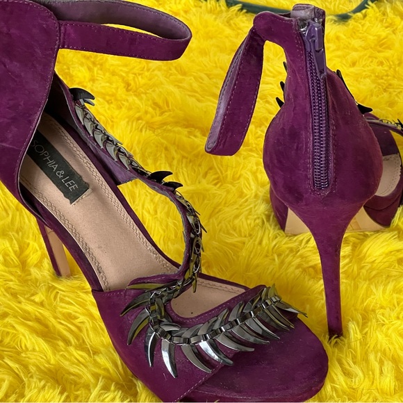 Sophia & Lee purple suede stilettos. Tonika high heels Size 8 - Picture 2 of 4